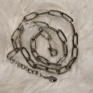 Loft Silver Paperclip Chain Necklace 18 to 20"